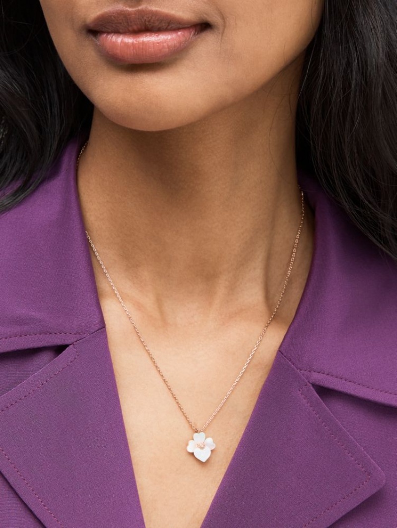 Kate Spade Precious Pansy Mini Pendant Cream Multicolor / Rose Gold | 0397861-AU