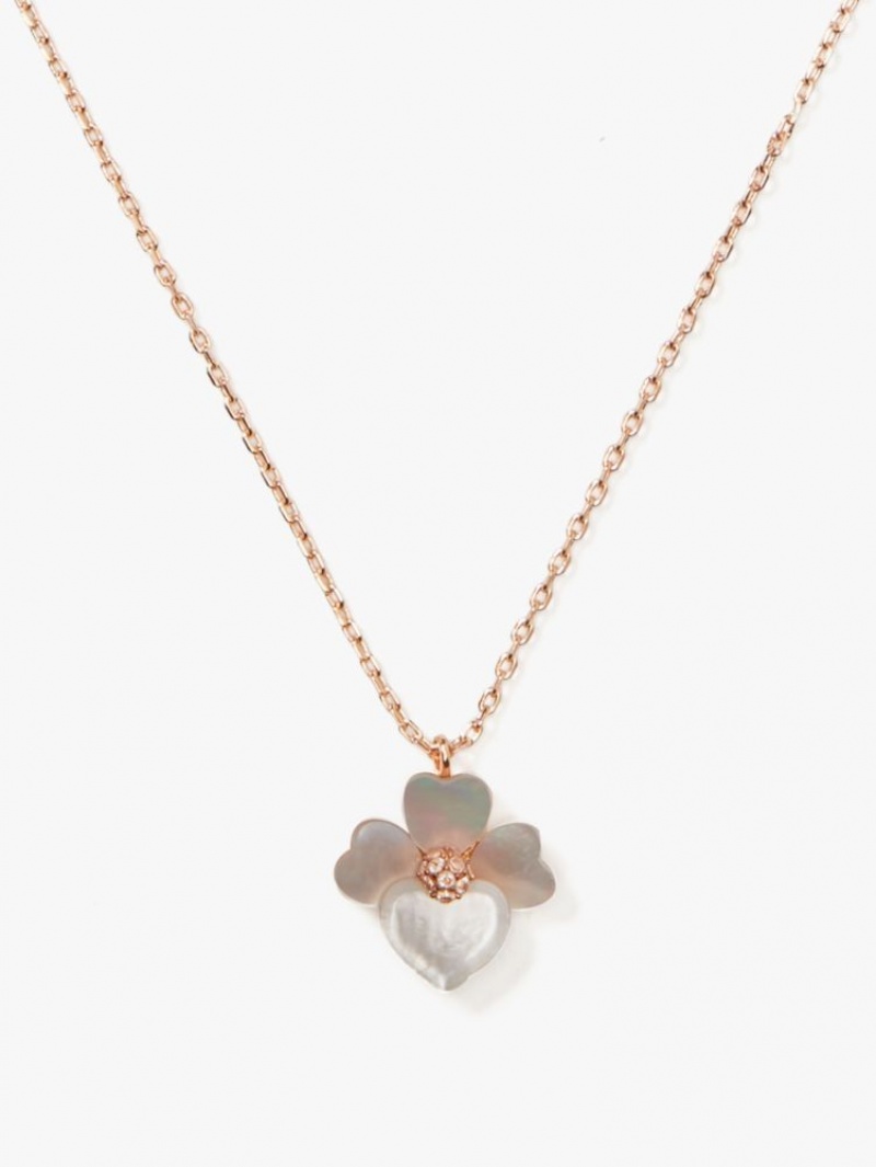 Kate Spade Precious Pansy Mini Pendant Cream Multicolor / Rose Gold | 0397861-AU