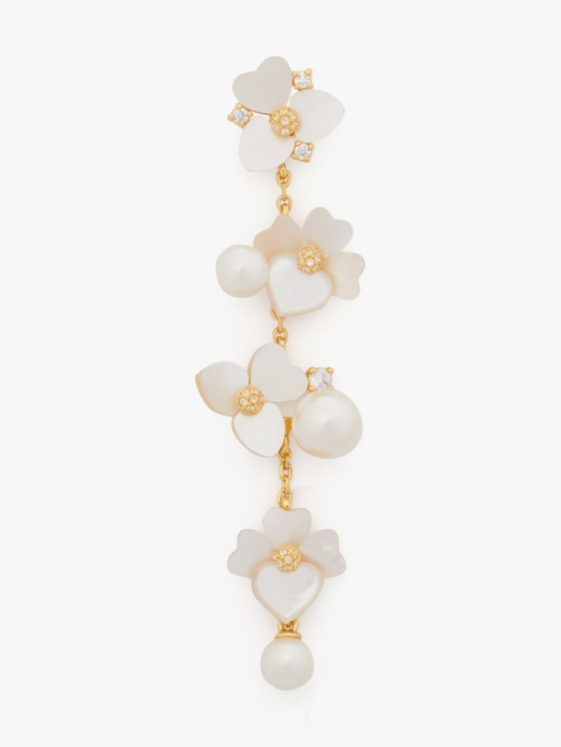Kate Spade Precious Pansy Statement Linear Earrings White Multicolor / Gold | 2507389-ZK