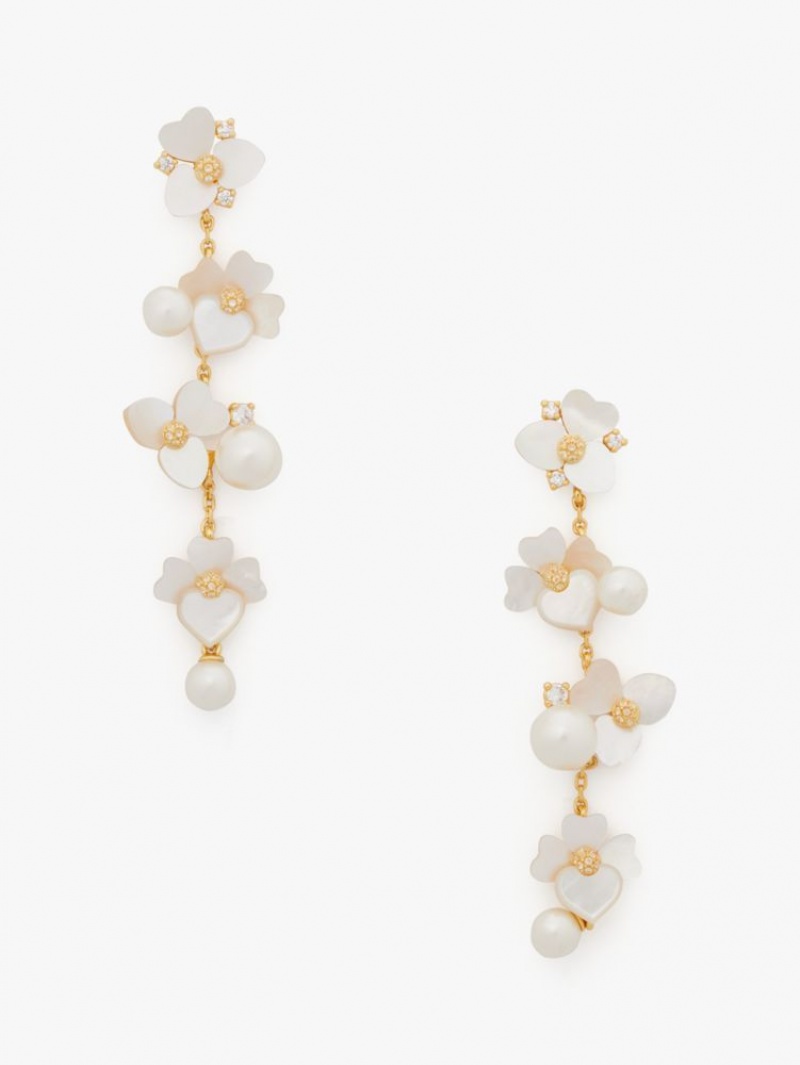 Kate Spade Precious Pansy Statement Linear Earrings White Multicolor / Gold | 2507389-ZK