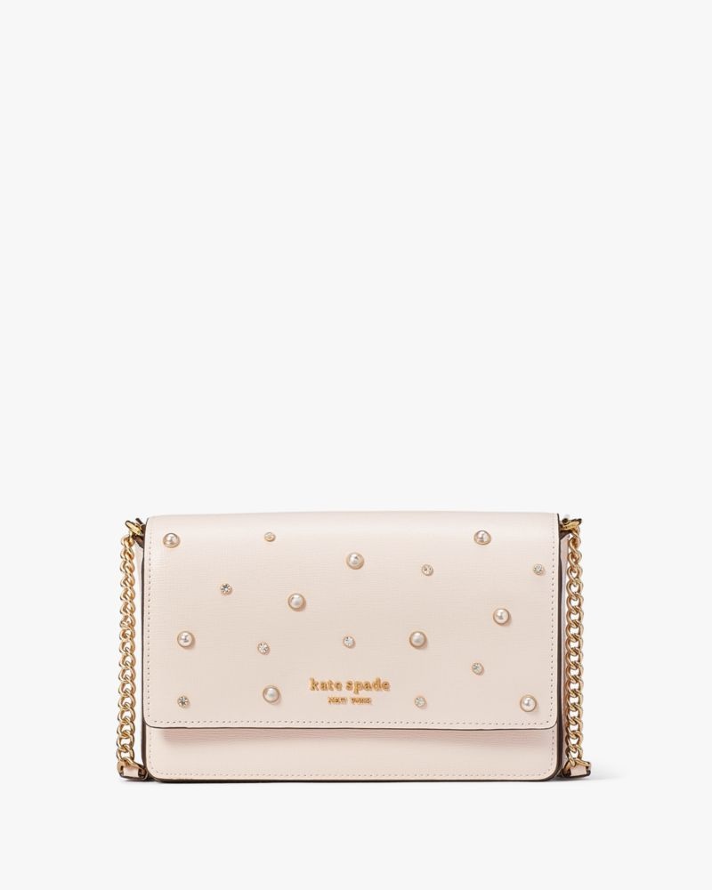 Kate Spade Purl Embellished Flap Chain Wallet Pale Dogwood | 9576182-NE