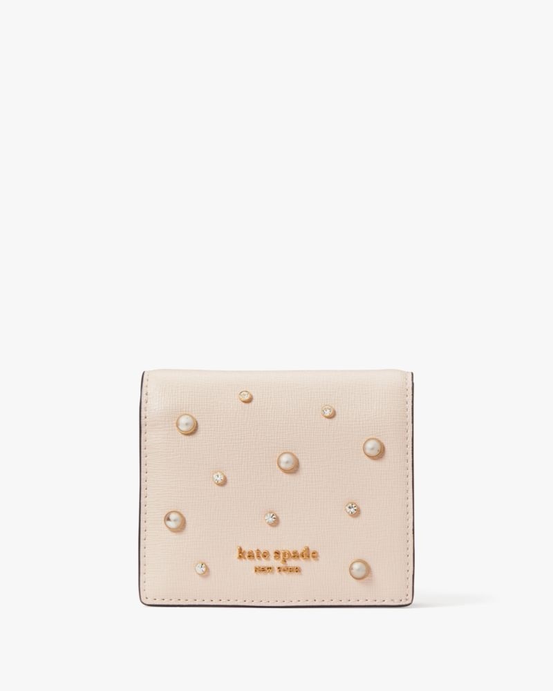 Kate Spade Purl Embellished Small Bifold Wallet Pale Dogwood | 9467128-PL