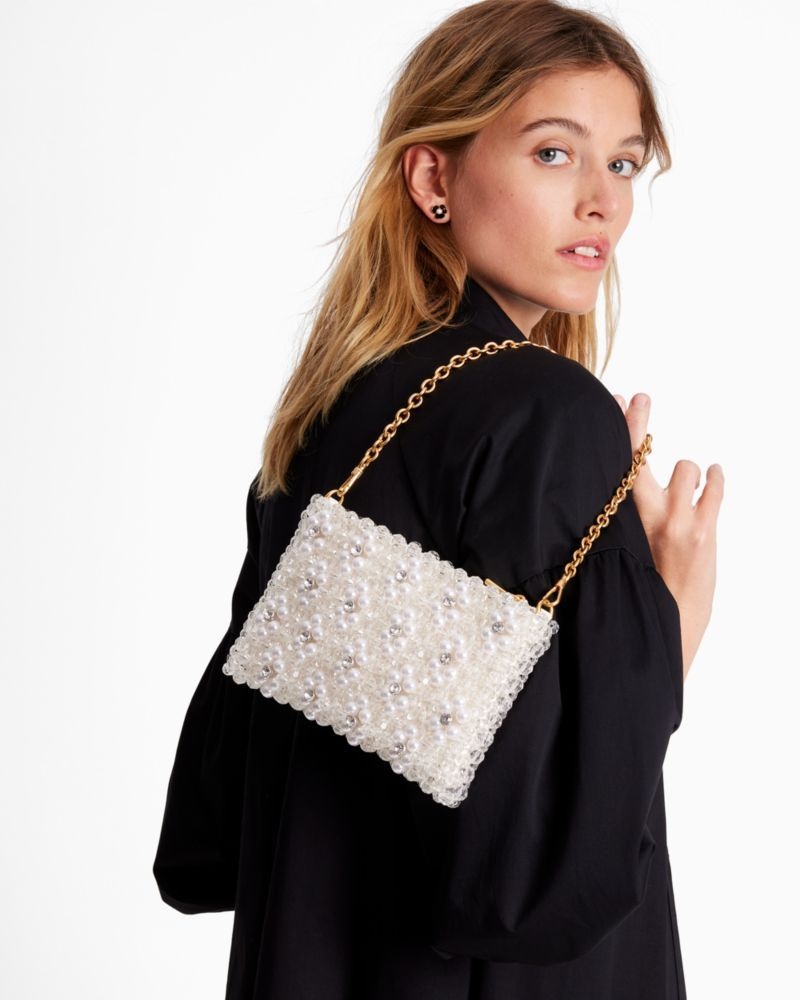 Kate Spade Purl Flower Beaded Mini Shoulder Bag Cream | 4159382-PA