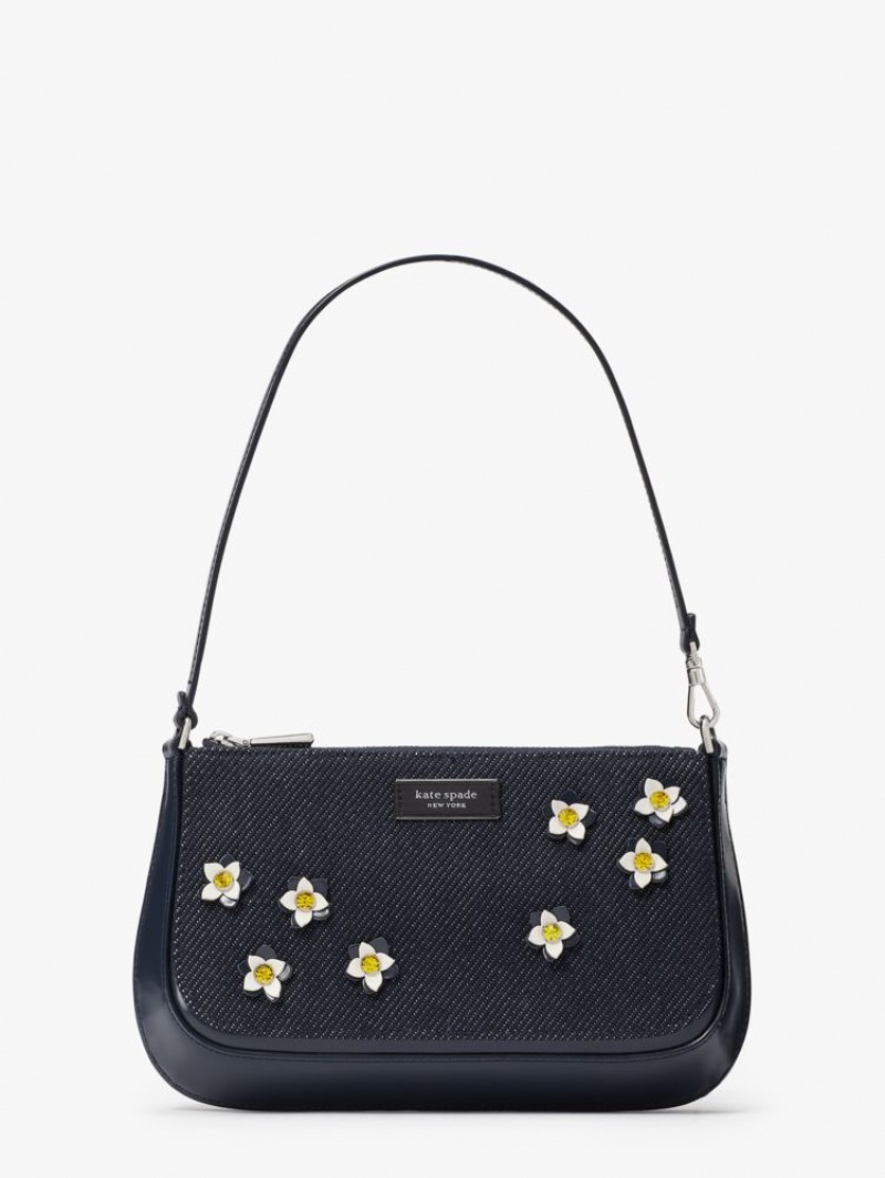 Kate Spade Sam Icon Floral Embellished Denim Mini Pochette Indigo Multicolor | 5932870-FH