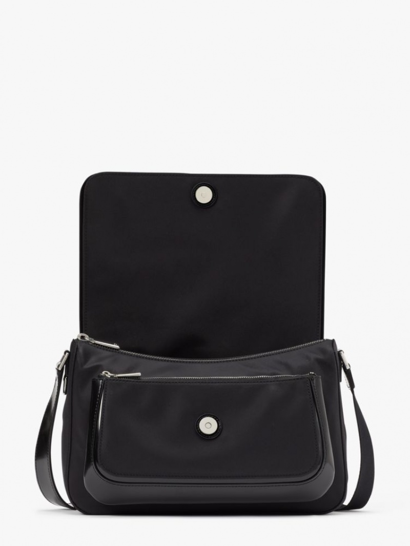 Kate Spade Sam Icon KSNYL Nylon Medium Messenger Bag Black | 2974031-YE