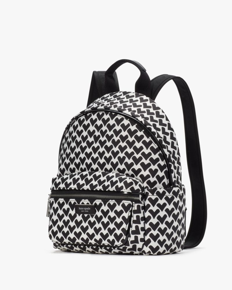 Kate Spade Sam Icon Modernist Hearts Jacquard Small Backpack Black / Cream | 3462819-VC