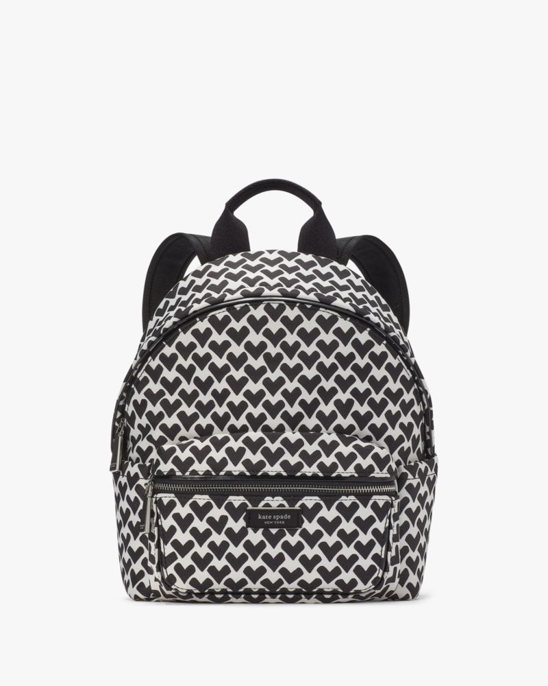 Kate Spade Sam Icon Modernist Hearts Jacquard Small Backpack Black / Cream | 3462819-VC