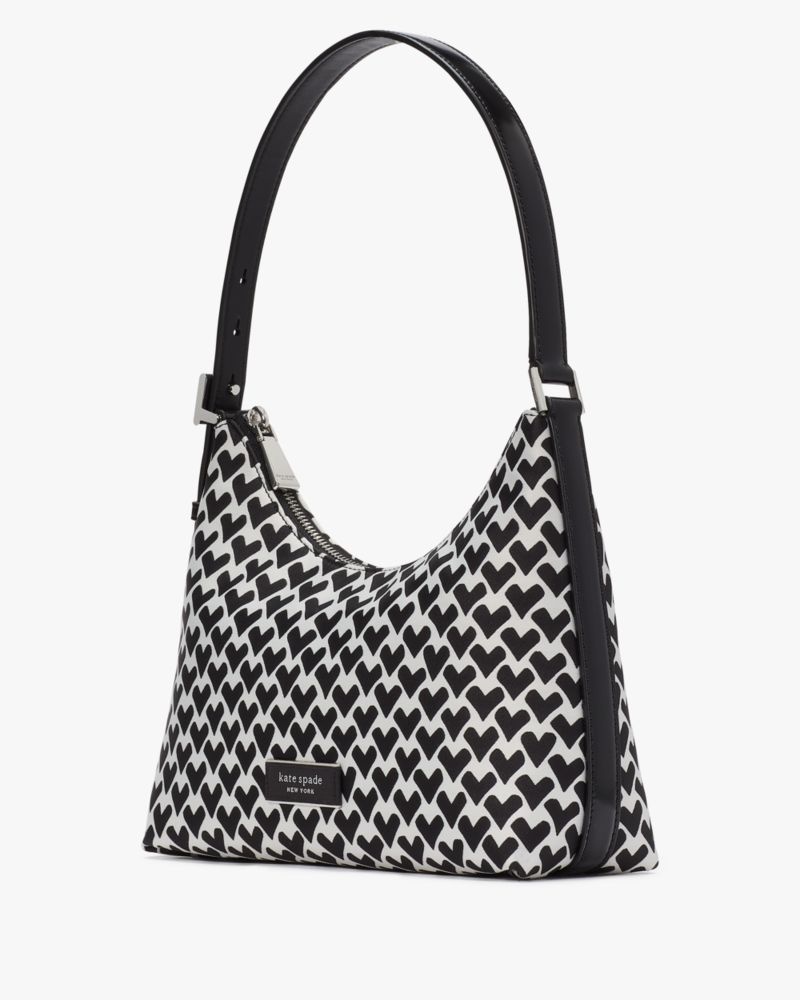 Kate Spade Sam Icon Modernist Hearts Jacquard Small Shoulder Bag Black / Cream | 5680342-YF