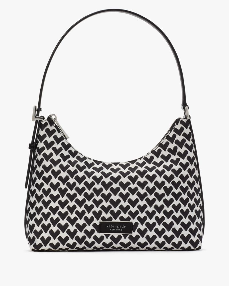 Kate Spade Sam Icon Modernist Hearts Jacquard Small Shoulder Bag Black / Cream | 5680342-YF
