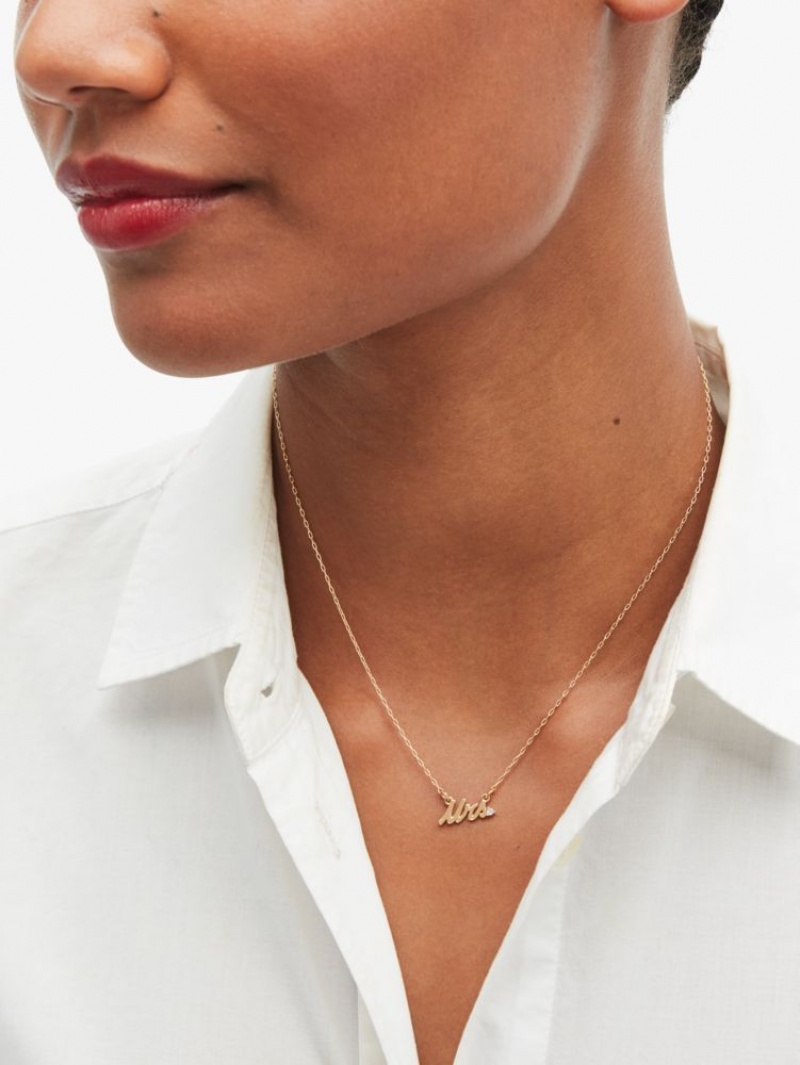 Kate Spade Say Yes Mrs Necklace Gold | 6785902-EH