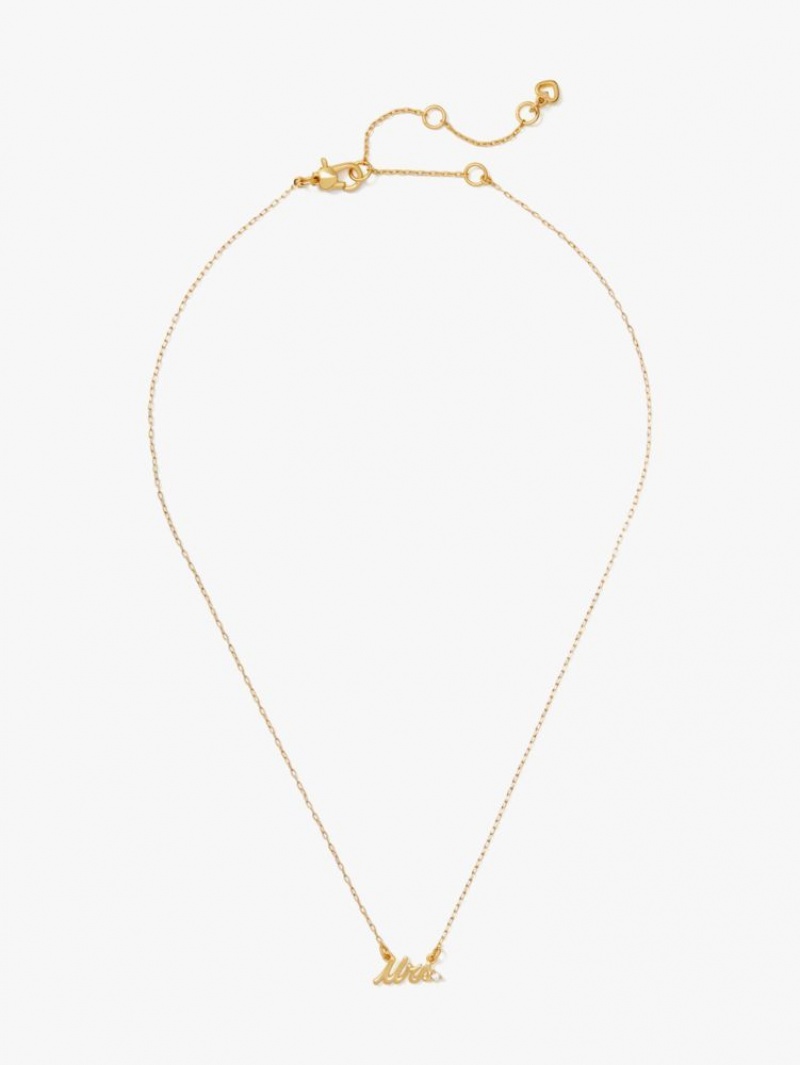 Kate Spade Say Yes Mrs Necklace Gold | 6785902-EH