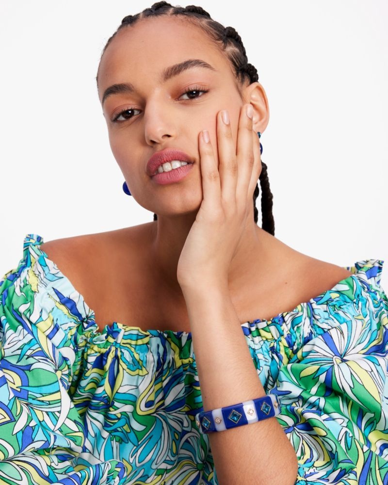 Kate Spade Seeing Stripes Bangle Navy Multicolor | 4120586-RI