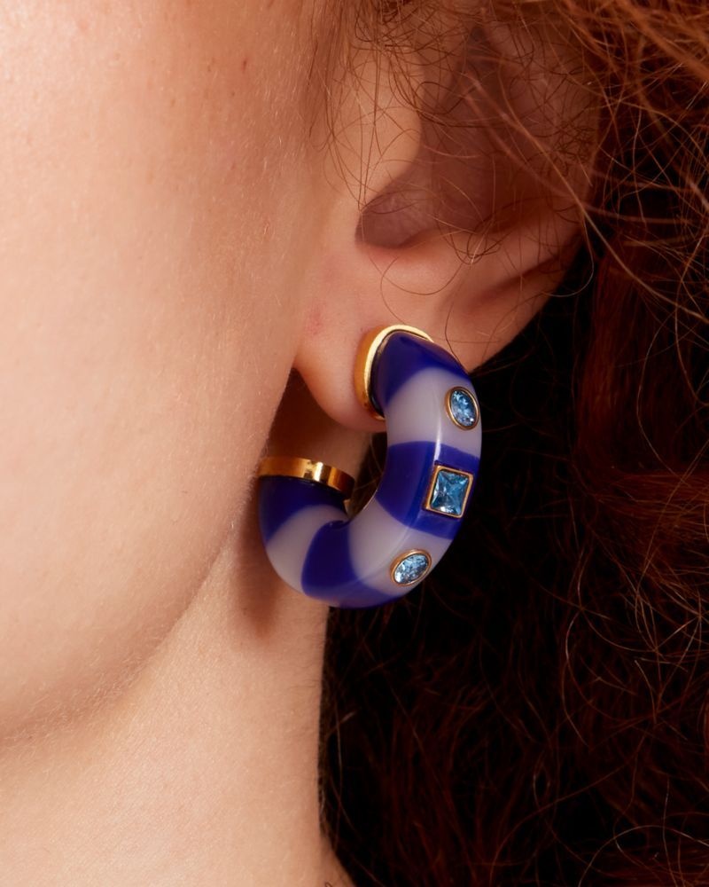Kate Spade Seeing Stripes Hoops Navy Multicolor | 6034179-XP