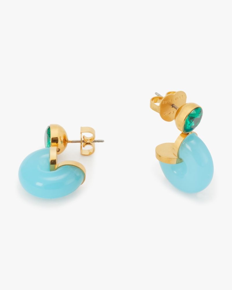Kate Spade Seeing Stripes Stud Hoops Green Multicolor | 9456137-CF