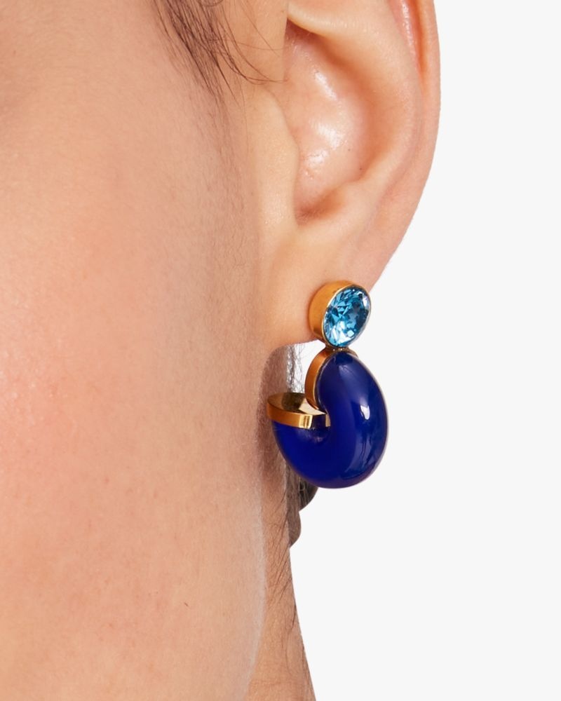 Kate Spade Seeing Stripes Stud Hoops Navy Multicolor | 5672408-JR
