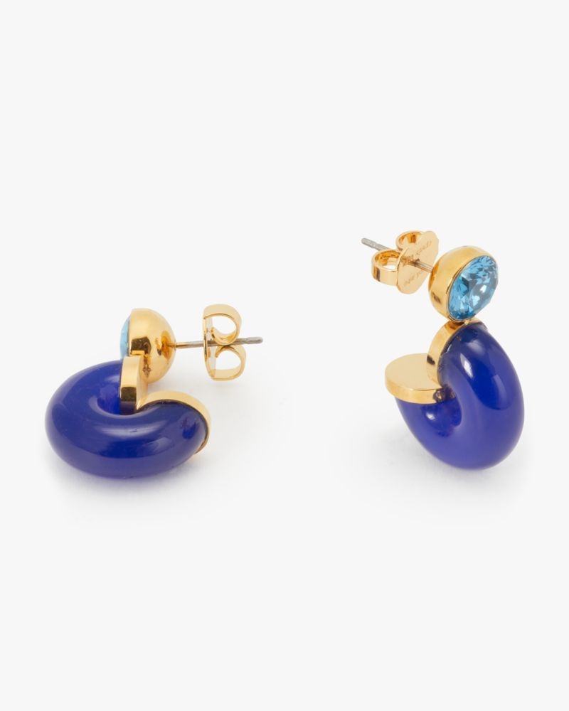 Kate Spade Seeing Stripes Stud Hoops Navy Multicolor | 5672408-JR