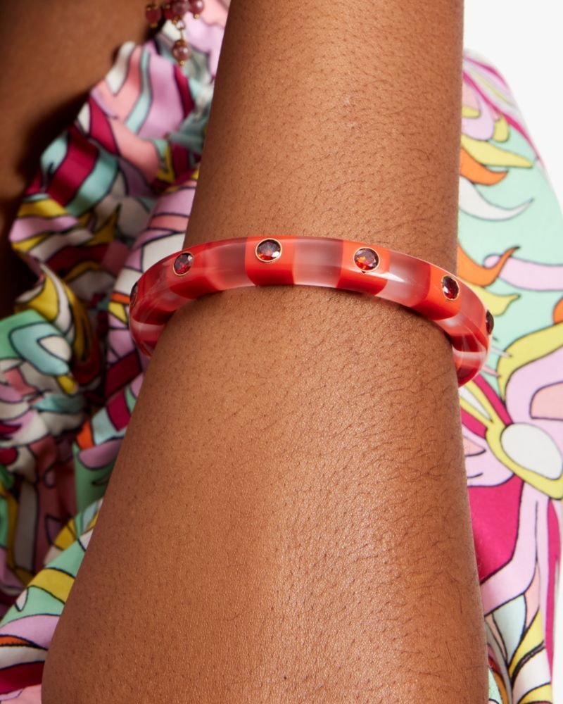 Kate Spade Seeing Stripes Thin Bangle Pink Multicolor | 7459023-FM