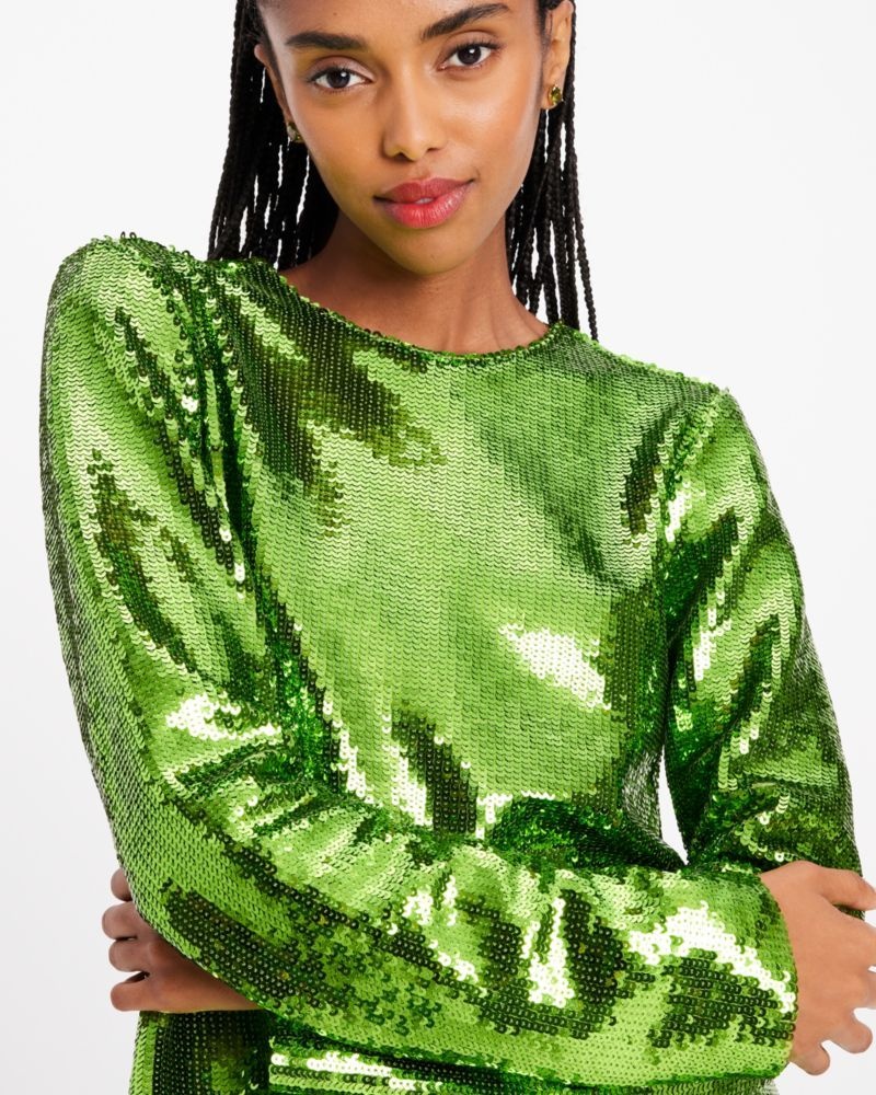 Kate Spade Sequin Crewneck Top Green | 9851064-HB