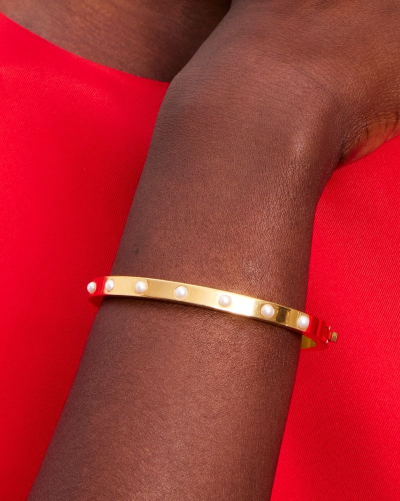 Kate Spade Set In Stone Hinged Bangle White Gold | 1768593-MU