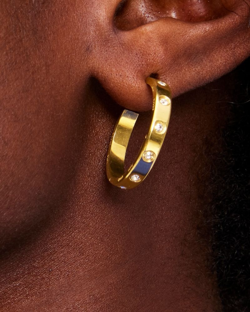 Kate Spade Set In Stone Hoops Gold | 8764125-EO