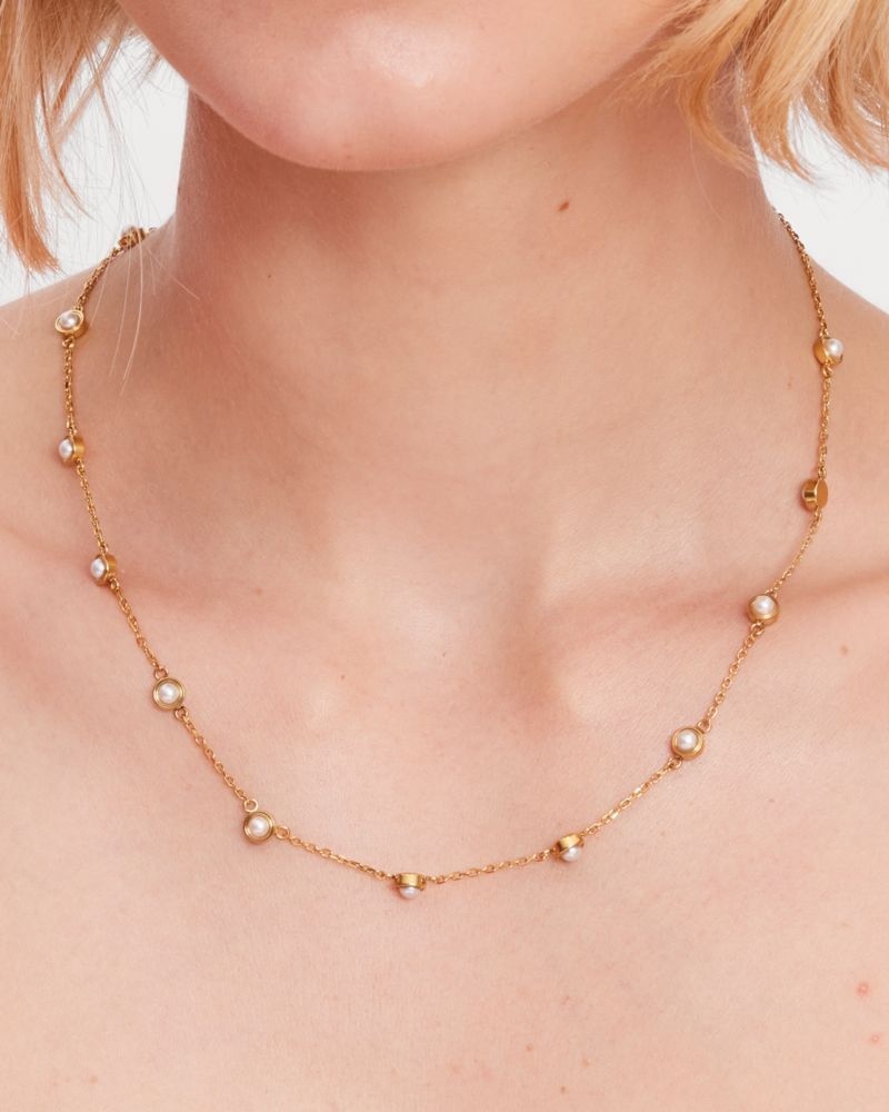 Kate Spade Set In Stone Station Necklace White Gold | 2879415-PE