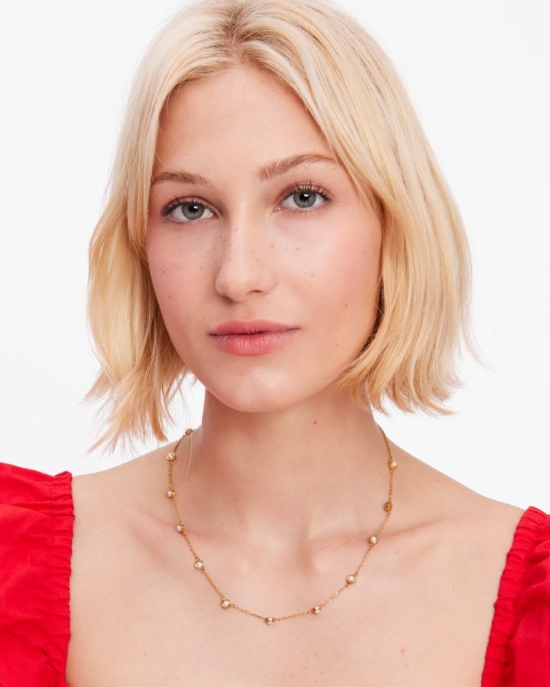 Kate Spade Set In Stone Station Necklace White Gold | 2879415-PE