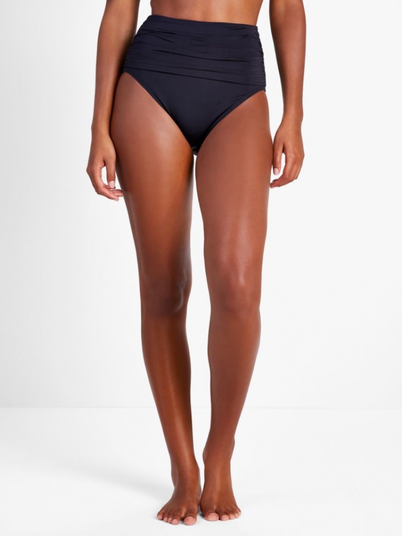 Kate Spade Shirred High-waist Bikini Bottom Black | 7810564-WS