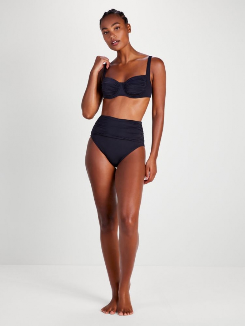 Kate Spade Shirred Underwire Bikini Top Black | 5029637-CN