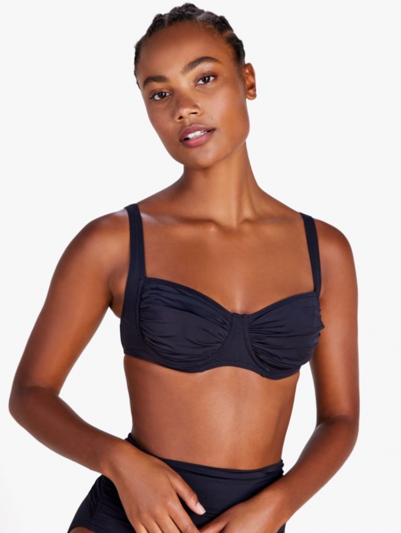 Kate Spade Shirred Underwire Bikini Top Black | 5029637-CN