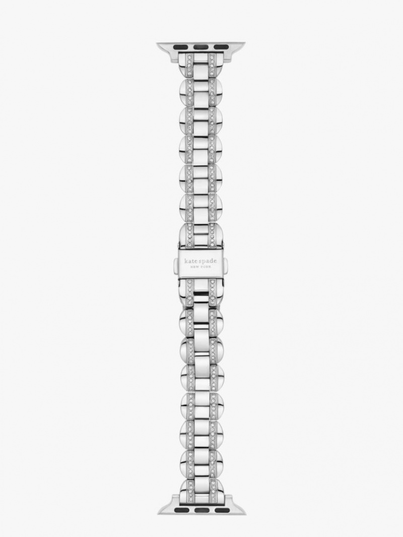 Kate Spade Silver Pave Stainless Steel Bracelet 38/40mm Band For Apple Watch? Silver | 6981740-GD