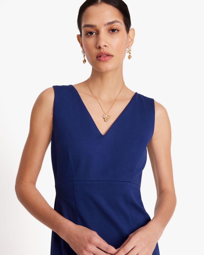 Kate Spade Sleeveless V-neck Ponte Dress Navy | 1405263-BD