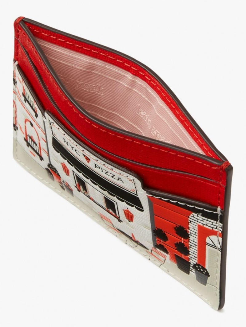 Kate Spade Slice Embossed Leather Cardholder Light Red Multicolor | 3245896-QL