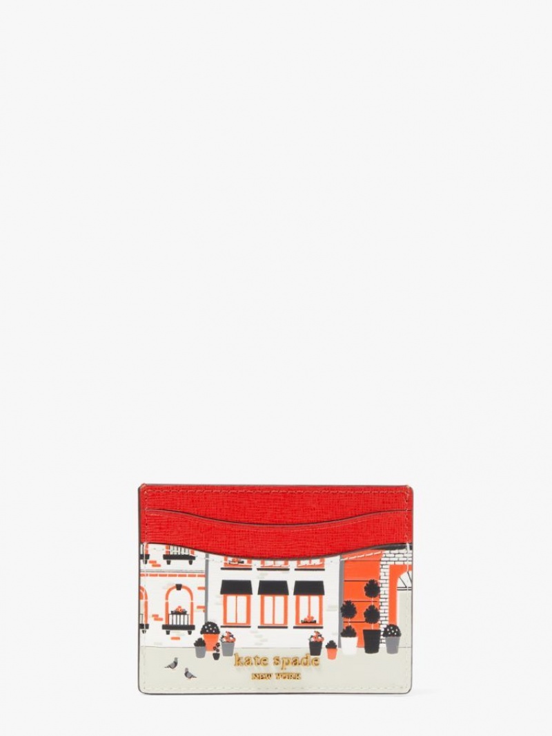 Kate Spade Slice Embossed Leather Cardholder Light Red Multicolor | 3245896-QL