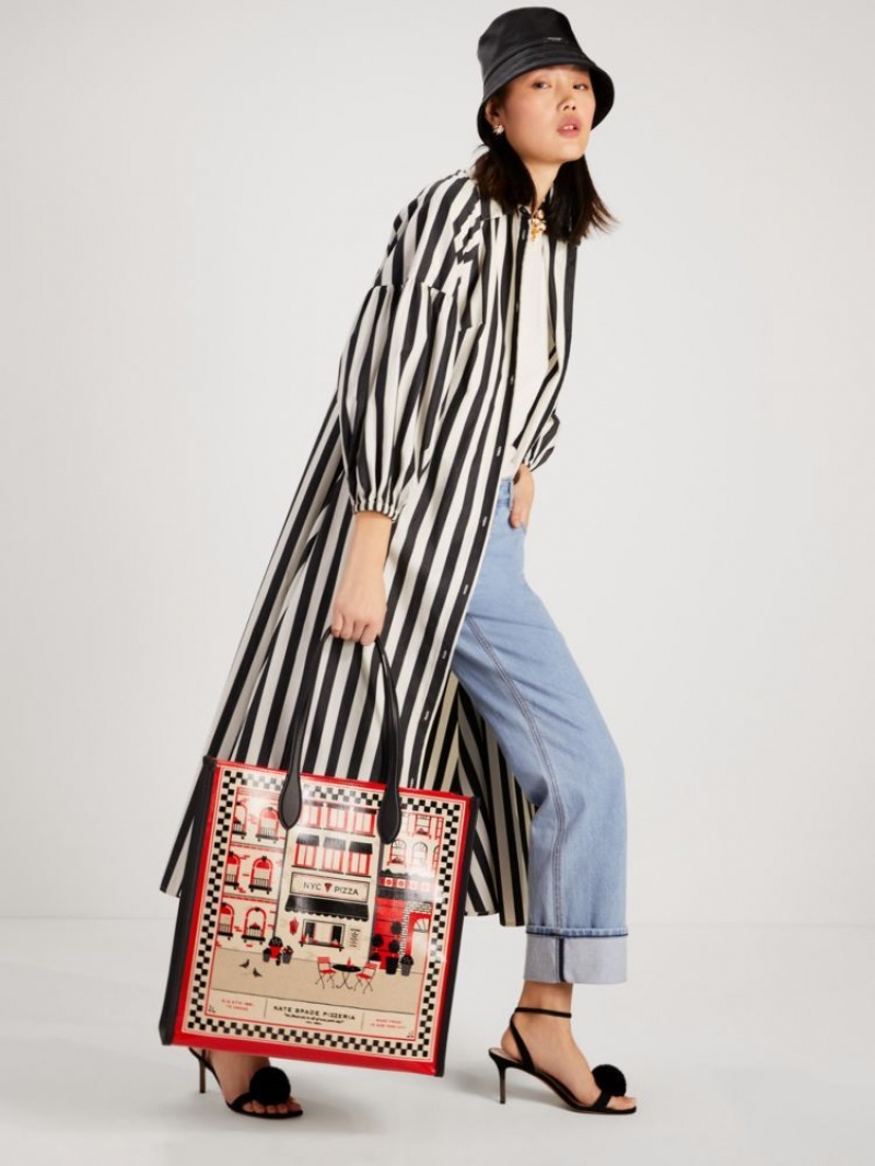 Kate Spade Slice Pizzeria Canvas Large Gotham Tote Multicolor | 3507486-PQ