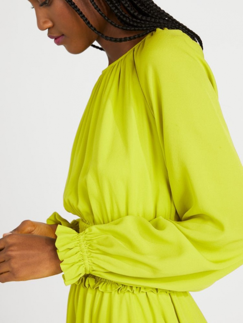 Kate Spade Smocked Silk Georgette Dress Light Green | 1743025-JL