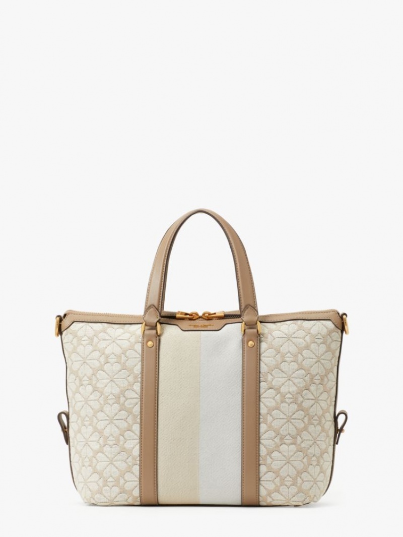 Kate Spade Spade Flower Jacquard Stripe Faye Medium Satchel Beige Multicolor | 9138275-FR