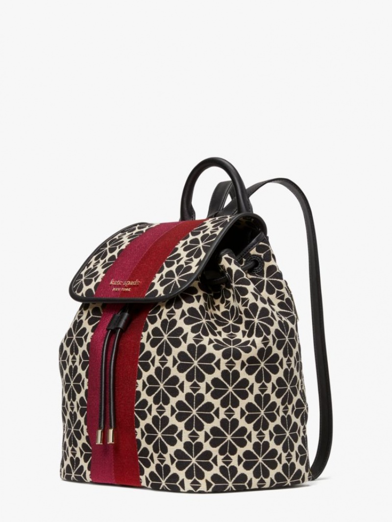 Kate Spade Spade Flower Jacquard Stripe Sinch Medium Flap Backpack Cream Multicolor | 8312675-XM