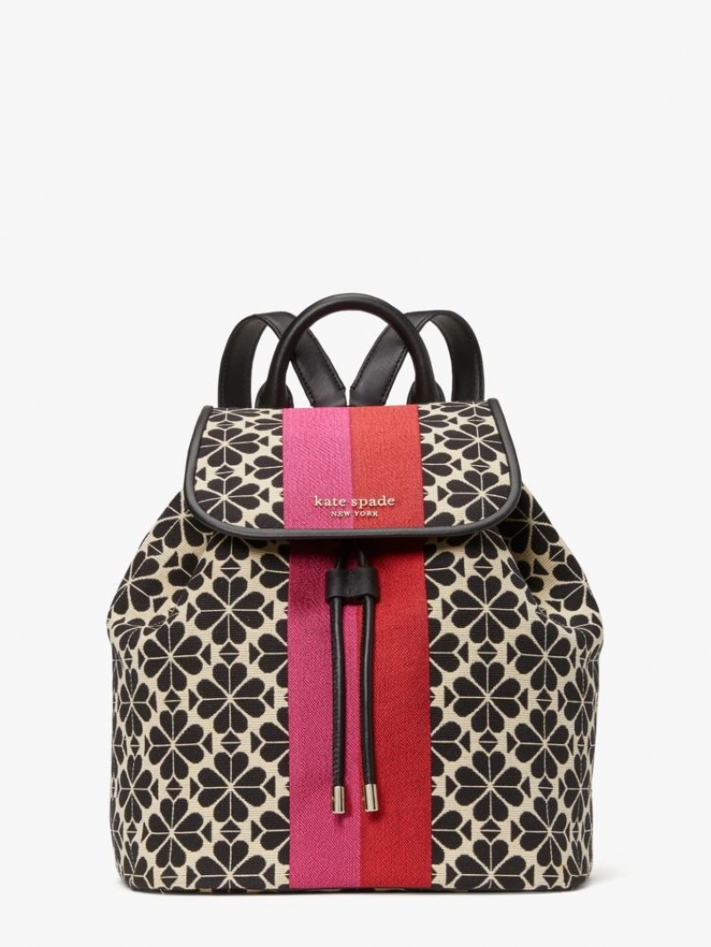 Kate Spade Spade Flower Jacquard Stripe Sinch Medium Flap Backpack Cream Multicolor | 8312675-XM