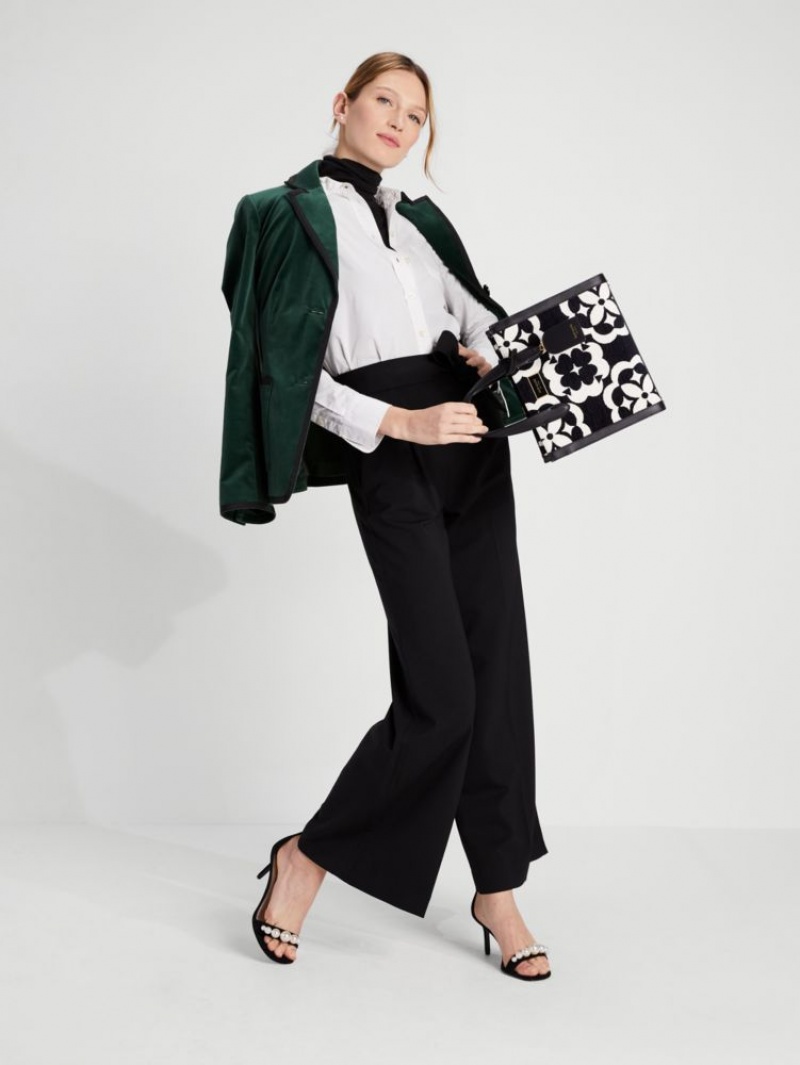 Kate Spade Spade Flower Monogram Manhattan Chenille Small Tote Black Multicolor | 8201436-OZ