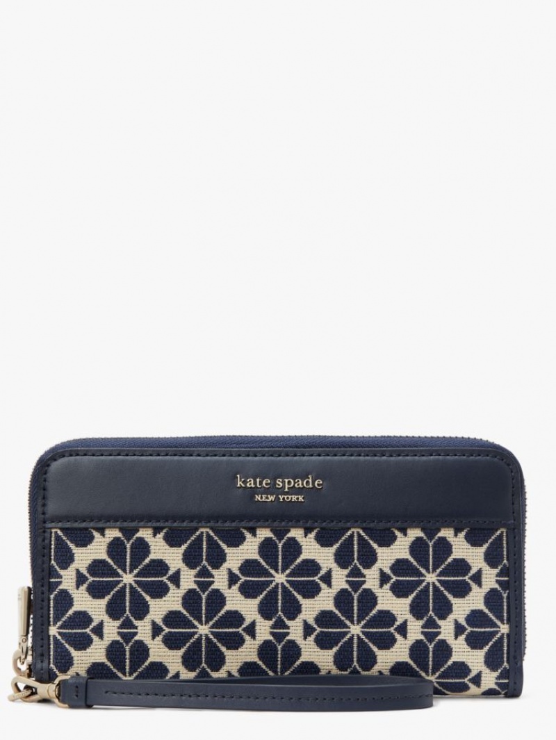 Kate Spade Spade Flower Zip-around Continental Wallet Blue Multicolor | 4961032-DA