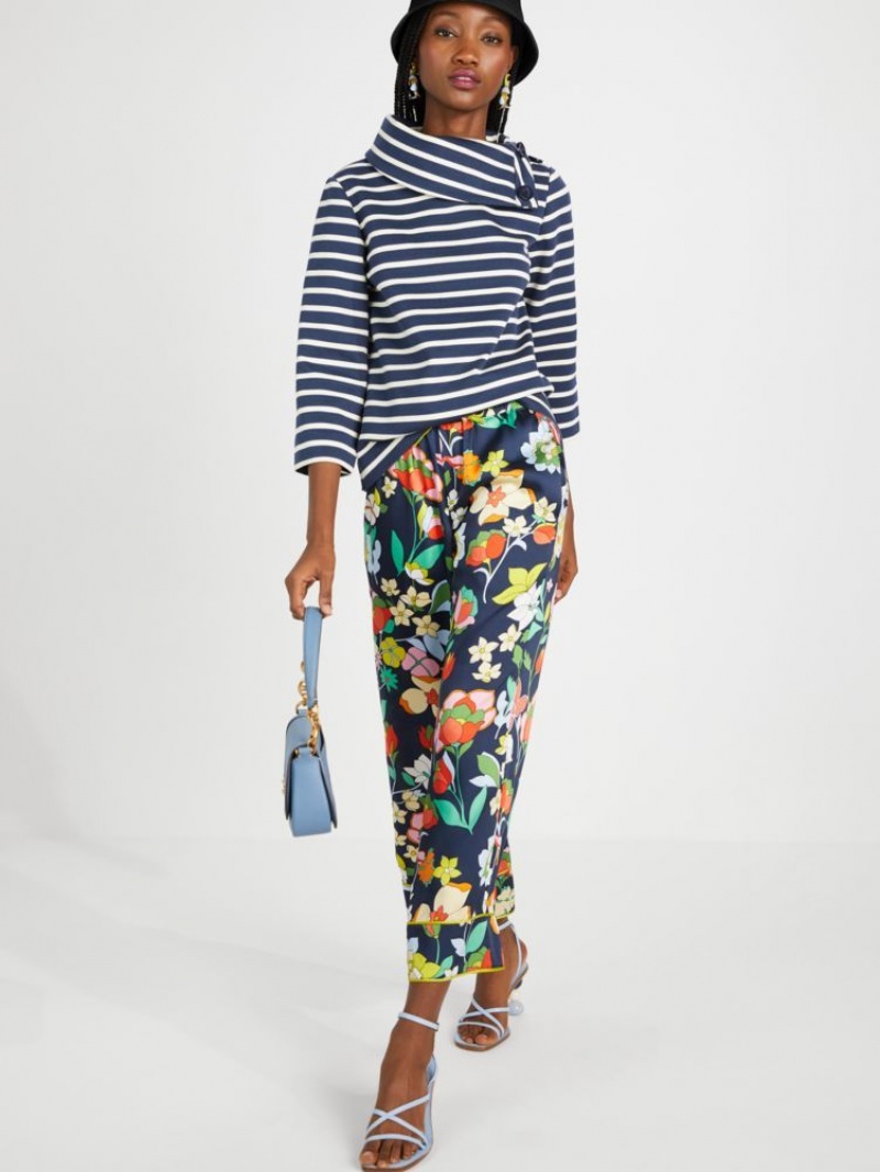 Kate Spade Stripe Ponte Top Blue / Cream | 7042583-HP