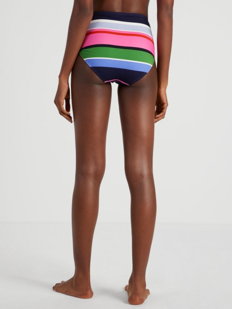 Kate Spade Sunny Day Stripe High-waist Bikini Bottom Multicolor | 9270851-PJ