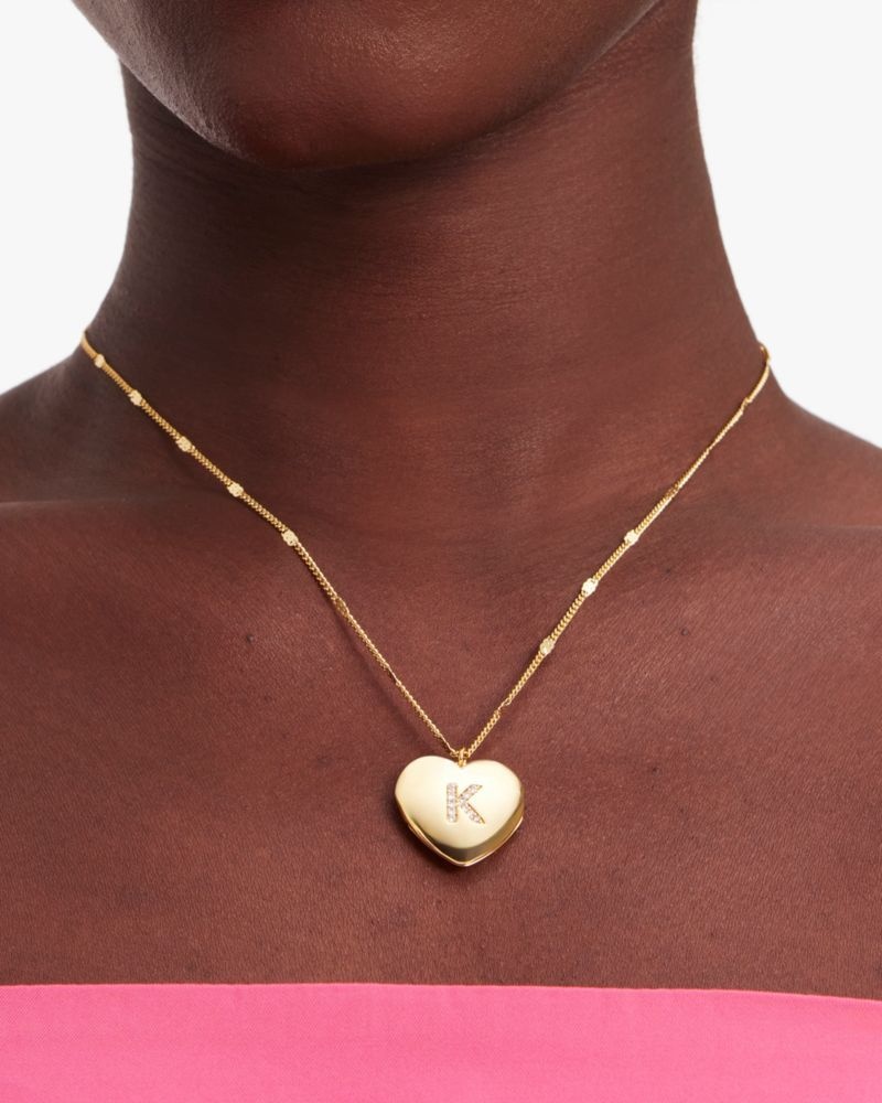 Kate Spade T Heart Letter Locket Necklace Gold | 5097823-FI