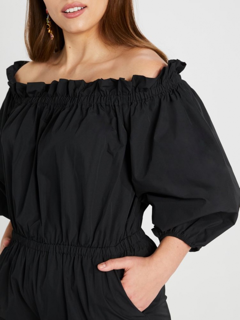 Kate Spade Taffeta Off-the-shoulder Jumpsuit Black | 6812749-WR