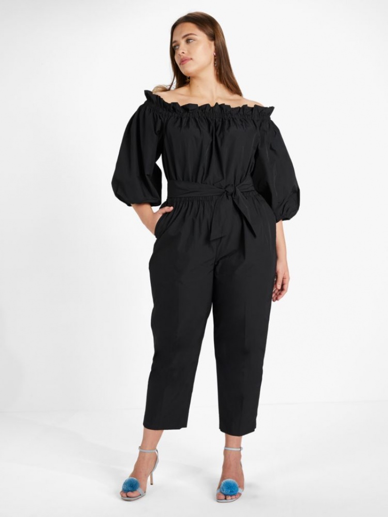 Kate Spade Taffeta Off-the-shoulder Jumpsuit Black | 6812749-WR