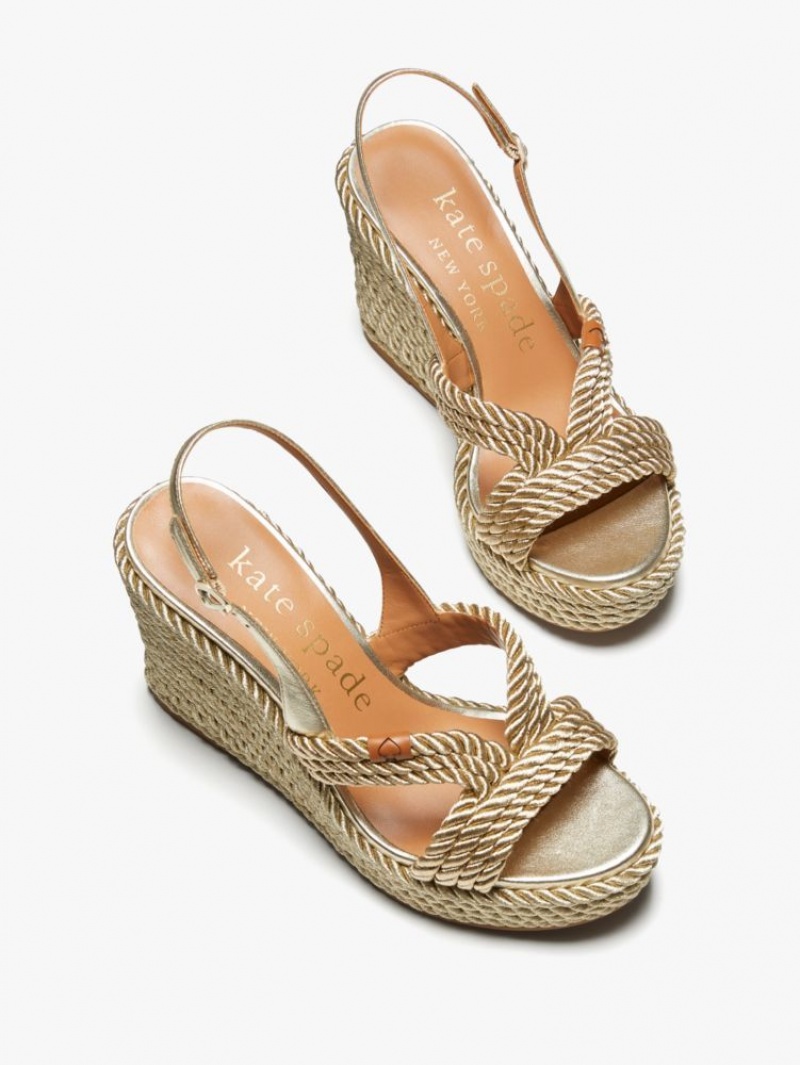 Kate Spade Tahiti Espadrille Wedges Gold | 8724061-YZ