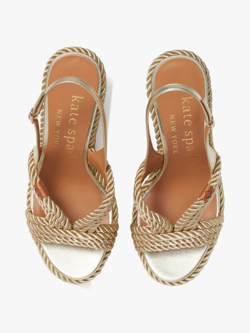 Kate Spade Tahiti Espadrille Wedges Gold | 8724061-YZ