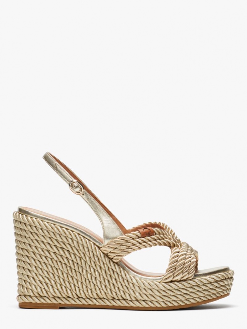Kate Spade Tahiti Espadrille Wedges Gold | 8724061-YZ