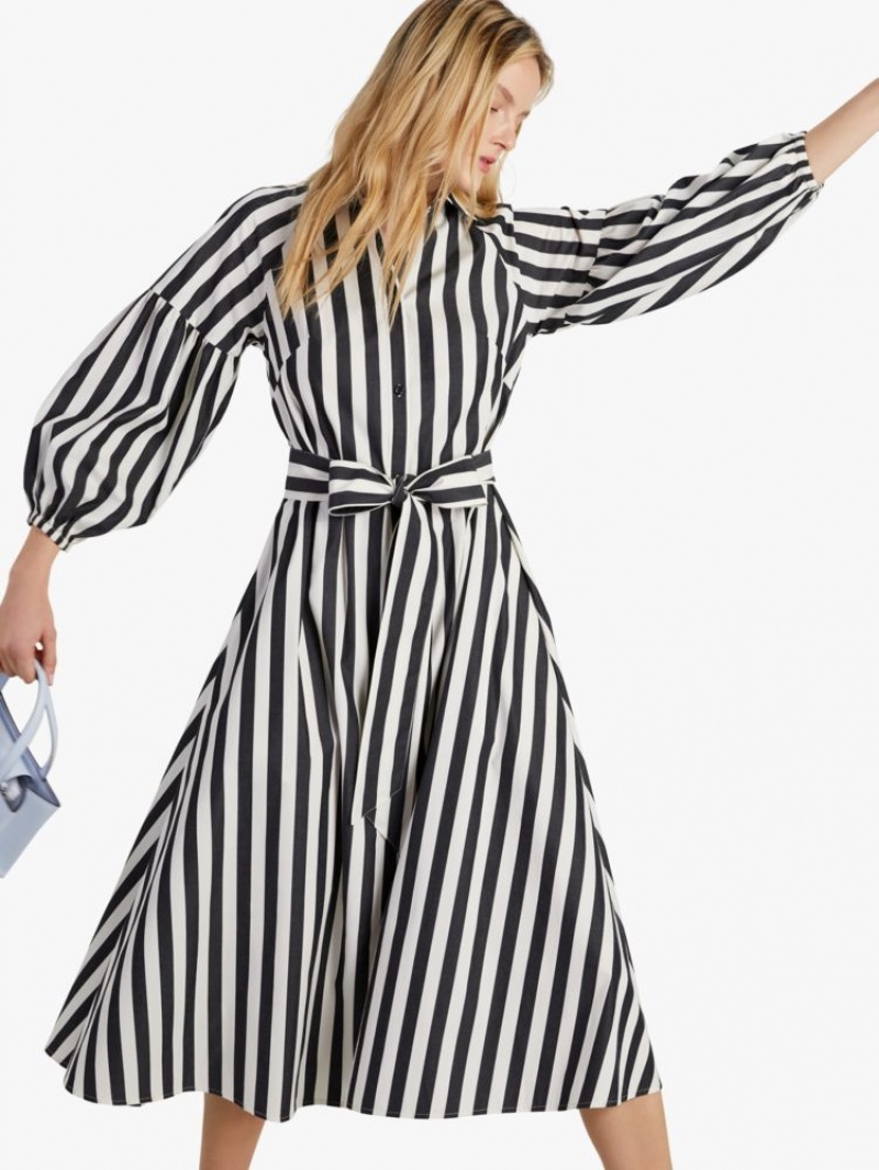 Kate Spade Terrace Stripe Dress Black / Cream | 6021735-EF
