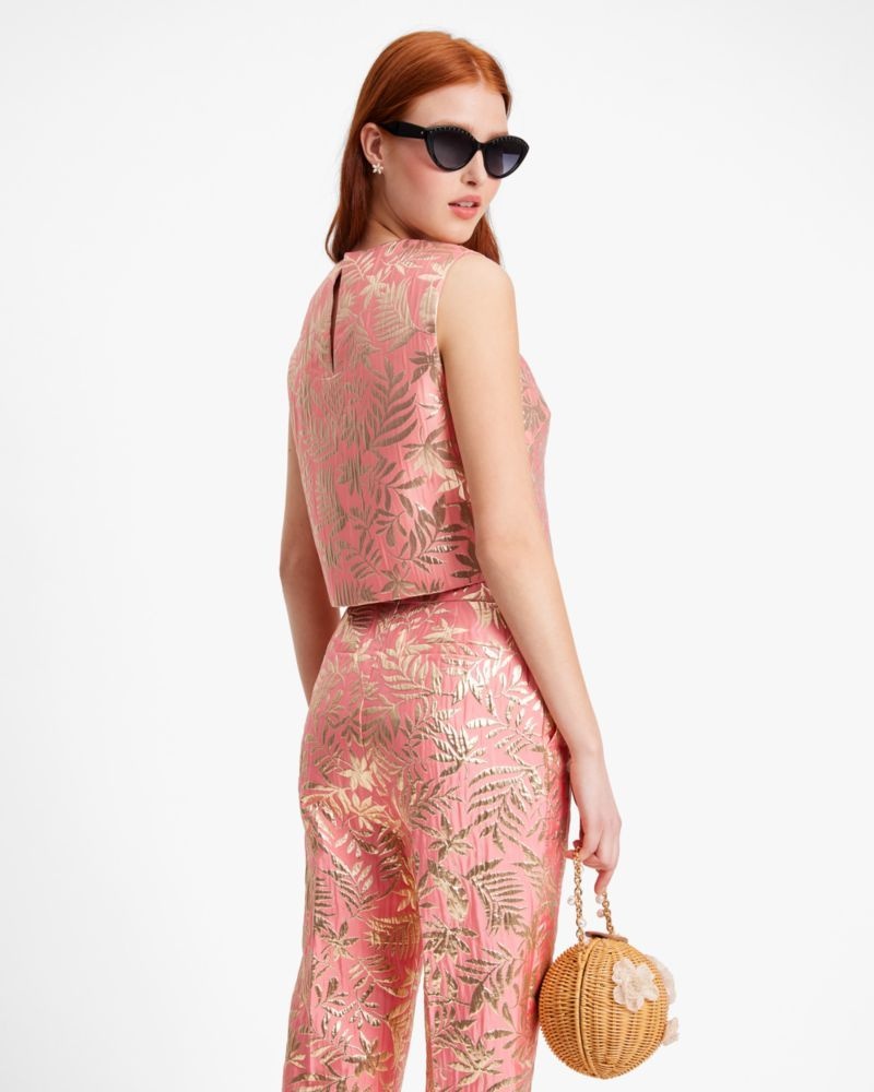 Kate Spade Tropical Foliage Brocade Shell Gold | 1594276-PT
